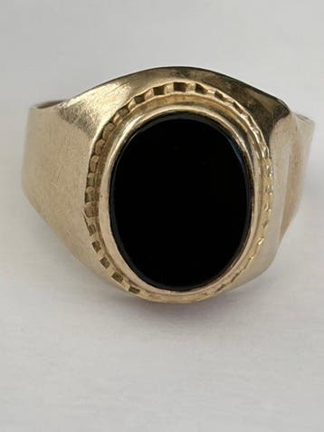 Zegelring - 18 karaat Geel goud Onyx, Sieraden, Tassen en Uiterlijk, Antieke sieraden