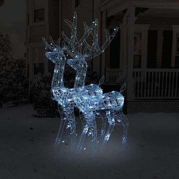 vidaXL Kerstversieringen rendier 2 st 128 cm acryl koudwit, Diversen, Kerst, Verzenden, Nieuw
