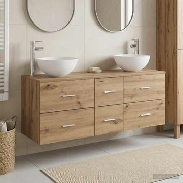 vidaXL Badkamerkastenset 3 st Artisanaal eiken 129 x 35 x 80, Verzenden, Nieuw