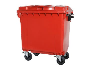 Vuilcontainer 770 liter 4-wiel vlakdeksel rood, Ophalen of Verzenden