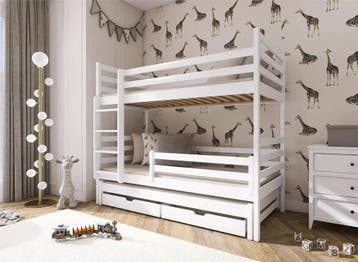 Stapelbed met Lade Luuk - 3-persoons - 90 x 200 - Wit, Kinderen en Baby's, Kinderkamer | Stapelbedden en Hoogslapers, Verzenden