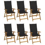 vidaXL Tuinstoelen 6 st inklapbaar met kussens massief, Tuin en Terras, Tuinstoelen, Verzenden, Nieuw, Hout