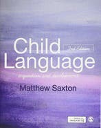 Child Language 9781446295625 Matthew Saxton, Verzenden, Zo goed als nieuw, Matthew Saxton