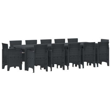 vidaXL Tuin Eetset 13 st Antraciet Synthetisch riet, Verzenden, Nieuw, 3 zitplaatsen