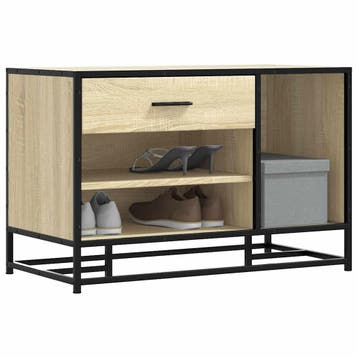 vidaXL Schoenenbank 80x40x53,5 cm bewerkt hout en metaal, Verzenden, Nieuw