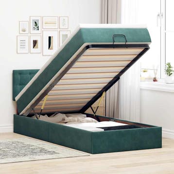vidaXL Bed poef met matras en LEDs 90x200 cm fluweel, 90 cm, Eenpersoons, Verzenden, Nieuw