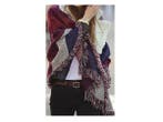 Veiling - Luxe oversized sjaal - bordeaux met blauw en grijs, Kleding | Dames, Mutsen, Sjaals en Handschoenen, Nieuw