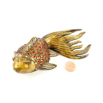 Decoratief ornament - Elegant Golden Carp - Handmade Asian