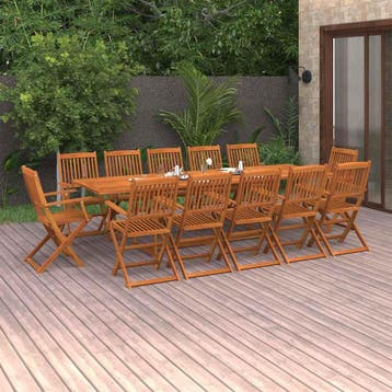 vidaXL 13-delige Tuinset 280x90x75 cm massief acaciahout, Tuin en Terras, Tuinsets en Loungesets, 2 zitplaatsen, Nieuw, Tuinset