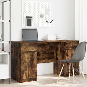 vidaXL Bureau Gerookt eiken Bewerkt hout 140 x 49 x 76 cm, Verzenden, Nieuw