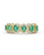 Eeuwigheidsring - 14 karaat Geel goud - 1.20ct. tw. Smaragd