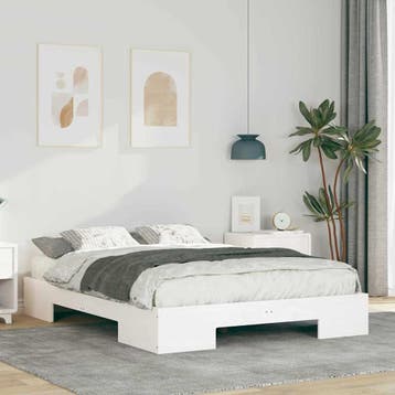 vidaXL Bedframe Wit 135 x 190 cm, Verzenden, Wit, Nieuw, Twijfelaar