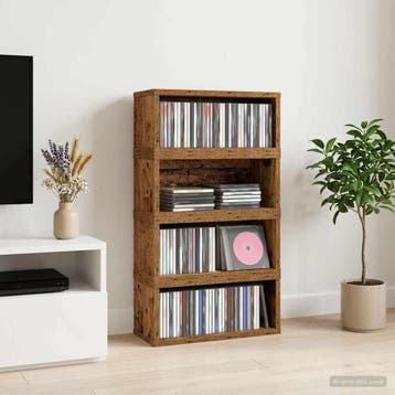 vidaXL CD Opslag Rek 4 st Eikenhout 40 x 17 x 17 cm Bewerkt, Verzenden, Nieuw