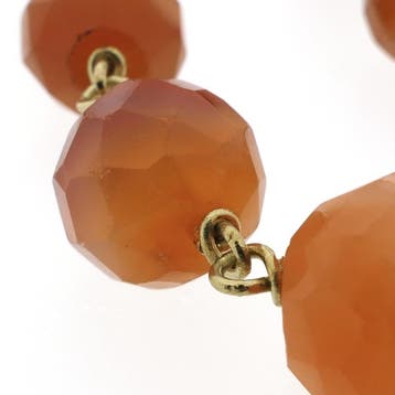 Carneool kralen ketting op goud geregen, Sieraden, Tassen en Uiterlijk, Kettingen, Gebruikt, Ophalen of Verzenden, Met edelsteen