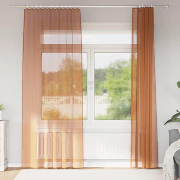 vidaXL Voile gordijnen met roedezakken 2 st terracotta, Verzenden, Nieuw, Bruin