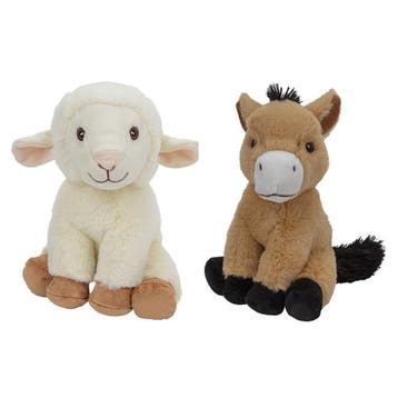 Pluche boerderijdieren knuffels - schaap en paard - 23 cm, Verzenden, Nieuw