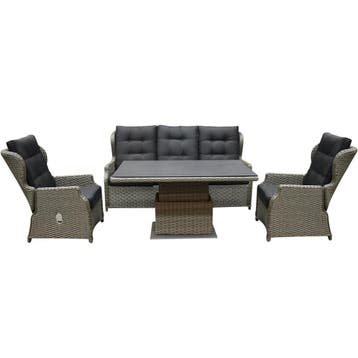 Ibiza stoel bank dining loungeset 4 delig grijs met, Tuin en Terras, Tuinsets en Loungesets, Ophalen of Verzenden, Nieuw, Wicker
