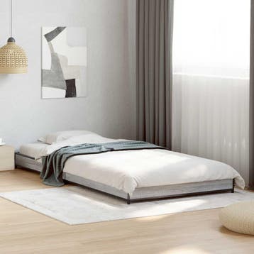 vidaXL Bedframe Grijs Sonoma 80 x 200 cm Bewerkt hout, Eenpersoons, Verzenden, Nieuw, Grijs