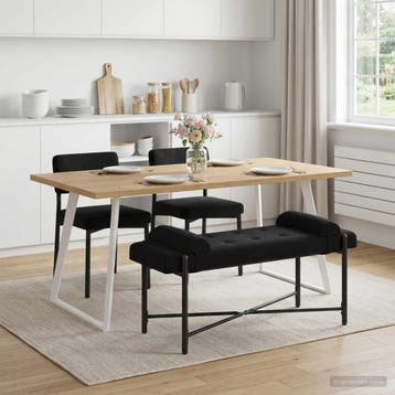 vidaXL Knop-gestept Bankje met Kussens Zwart 110 x 40 x 46, Verzenden, Nieuw, Stof