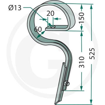 Cultivatortand 32 x 12 mm vierkant (Werktuigen), Ophalen of Verzenden