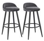 Set van 2 Zwarte Fluwelen Barkrukken met Voetsteun, Verzenden, Nieuw