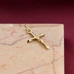 Gouden hanger van een kruis met corpus (Hanger of bedel), Sieraden, Tassen en Uiterlijk, Bedels, Ophalen of Verzenden, Gebruikt