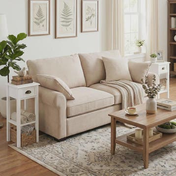 Set van 2 Nachtkastjes met Lade en Plank - Wit, 30x30x75 cm, Verzenden, Nieuw