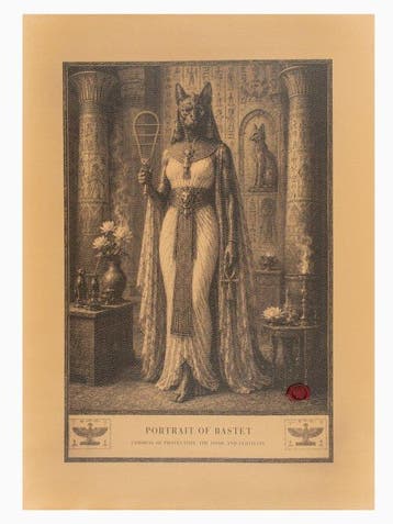 Artistiek wandtapijt “Bastet – Godin van Bescherming, Huis