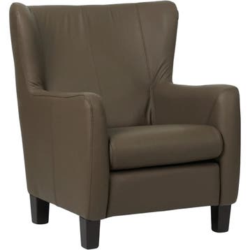 Set van 2 Leren fauteuils Hug - Toledo Moss (bruin/groen) -, Nieuw, Ophalen of Verzenden, 75 tot 100 cm, Leer