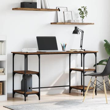 vidaXL Bureau met plank Oud Hout 140 x 50 x 75 cm Bewerkt, Verzenden, Nieuw