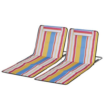 Strandmat, Set Van 2 Opvouwbare Strandligstoel Met Hoofdkuss, Verzenden, Nieuw