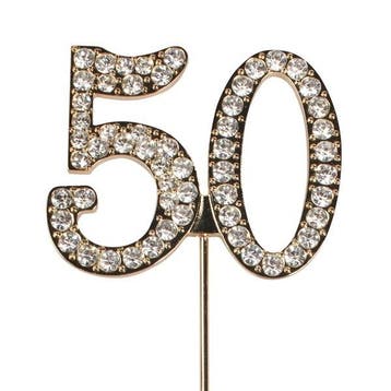 Taarttopper Diamant Jubileum Goud #50 45mm, Verzenden, Nieuw