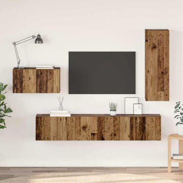 vidaXL Tv-meubelset met lade 4 pcs Oud Hout Bewerkt hout, Minder dan 50 cm, Verzenden, Nieuw, Minder dan 100 cm