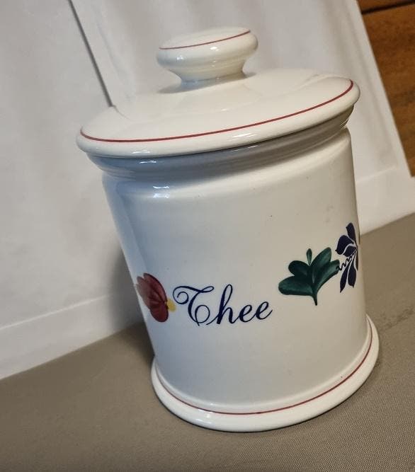 Boerenbont Voorraadpot Thee 1.5 ltr Aardewerk met wit deksel, Huis en Inrichting, Keuken | Servies, Overige typen, Nieuw, Aardewerk