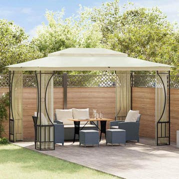 vidaXL Prieel met netten 300x400x265 cm crèmekleurig, Verzenden, Nieuw