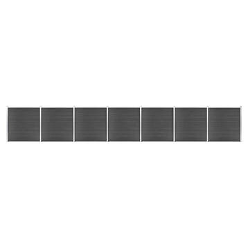 vidaXL Schuttingpanelenset 1218x186 cm HKC zwart, Tuin en Terras, Verzenden, Nieuw, Kunststof, 1 tot 2 meter