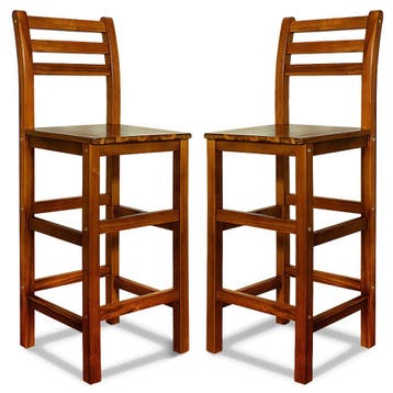 Set van 2 Acacia Hout Barkrukken (Meubelen, Interieur), Verzenden