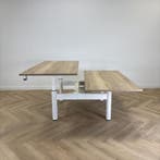 Gispen duo slingerbureau, 160x80 cm, natuur eiken - wit, Ophalen of Verzenden, Gebruikt