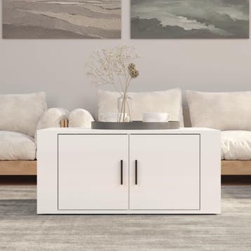vidaXL Salontafel 80x50x36 cm bewerkt hout hoogglans wit, 50 tot 100 cm, Verzenden, Nieuw, 50 tot 100 cm