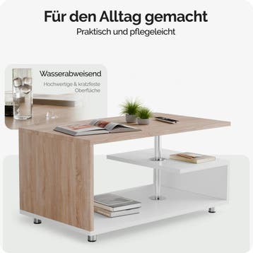 Salontafel Orlando Wit/Eik 95x55x50cm (Meubelen, Interieur), Huis en Inrichting, Complete inboedels, Verzenden