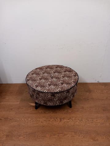 Nieuwe Poef Panterprint - P07 Vintage/Café, Ophalen, Nieuw