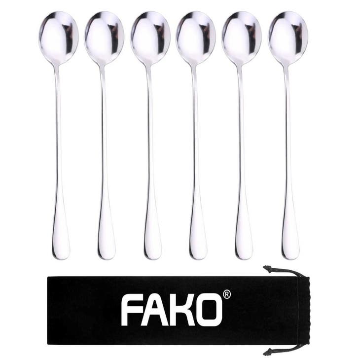 Fako Bijoux - 6 Lange Ronde Lepels - Latte Macchiato -, Huis en Inrichting, Keuken | Bestek, Verzenden
