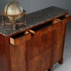 Brede Empire secretaire of bar met zijkasten ca 1810 in maho, Antiek en Kunst, Ophalen of Verzenden