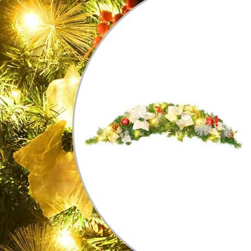 vidaXL Kerstboog met LED-lampjes 90 cm PVC groen, Diversen, Kerst, Verzenden, Nieuw