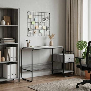 vidaXL Bureau met opbergruimte Grijs Sonoma 131,5 x 50 x, Huis en Inrichting, Bureaus, Verzenden, Nieuw