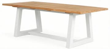 Suns Ovada tuintafel wit frame met teak blad 220 x 100 cm, Ophalen of Verzenden, Nieuw