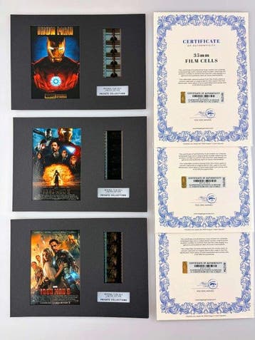 Iron Man – Rare Trilogy Set of 3 Mounted 35mm Film Cells –, Nieuw