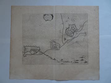 gravure beleg vesting Coevorden onder Maurits, W. Blaeu 1649, Antiek en Kunst, Kunst | Etsen en Gravures, Verzenden