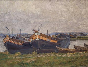 Gerhard Beuthner (1887-c.1935) - Barcos amarrados en la