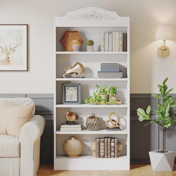 Moderne Witte Boekenkast 5 Lagen - 73 Inch Hoge Boekenkast, Verzenden, Nieuw